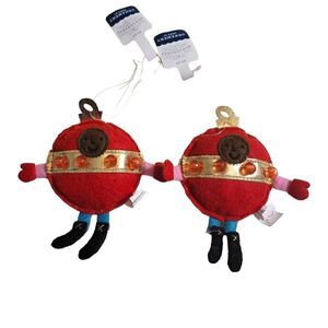 Target wondershop black child red bulb round Felt Christmas ornament